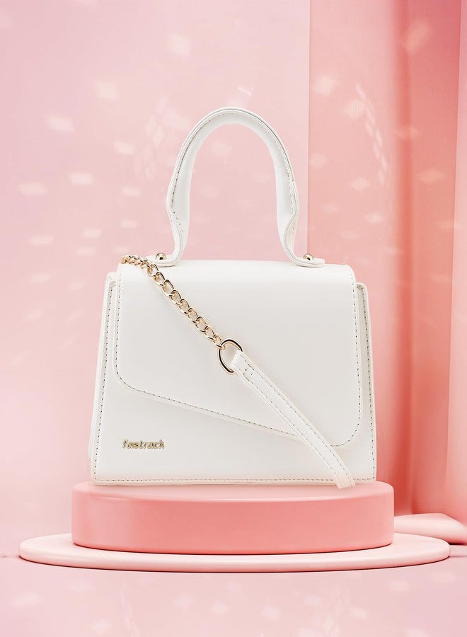 Fastrack Lil’Spark Sling | White Faux-Leather Women’s Handbag | Sling with Fixed Handle & Detachable Strap for Casual & Party Carry - Image 2